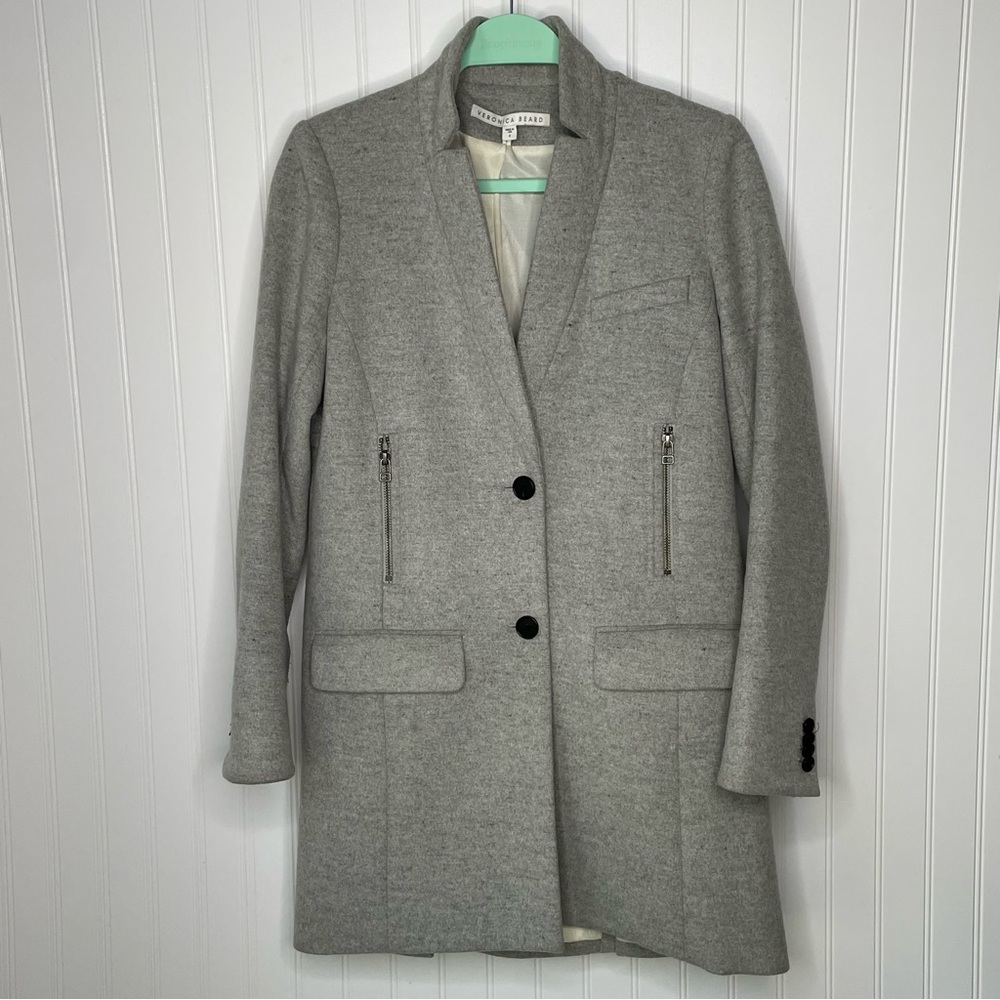 Veronica Beard Coat Melange Wool Cashmere Blend Gray Size 2